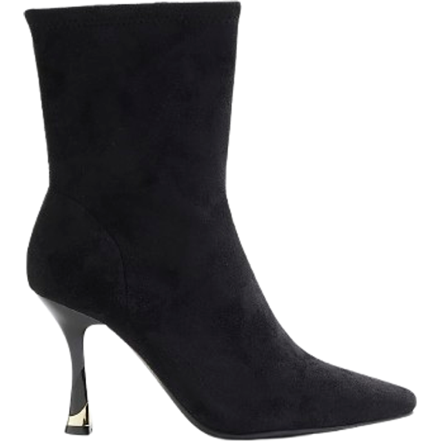 River Island Womens Black Faux Suede Heeled Sock Boots - 3