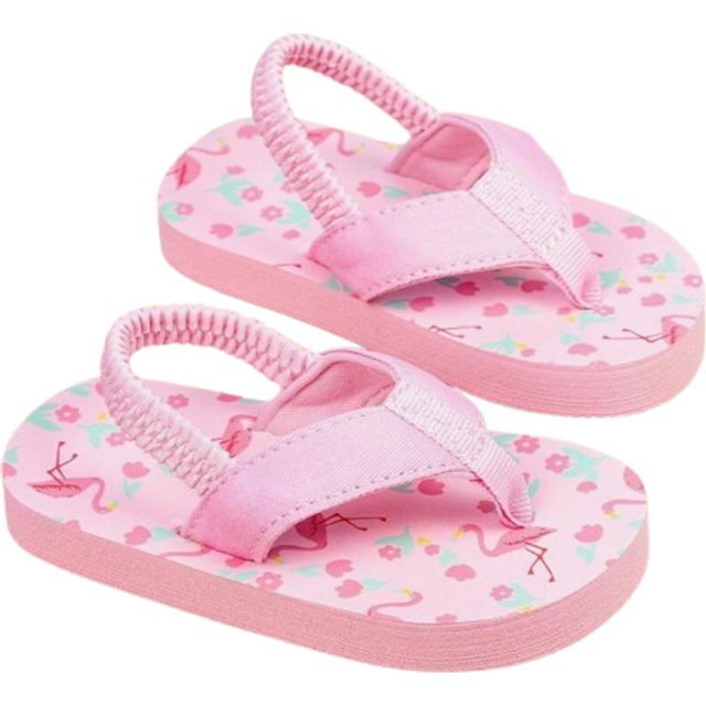 SHEIN Baby Slip-On Sandals With Stretchable Elastic Strap, Cartoon Printed Cardinal Bird Pattern, Thickened Sliced Soles, Soft Comfortable, Anti-Slip & Wear