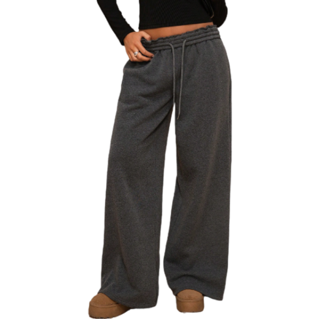 SHEIN Autumn/Winter New Casual Loose Fit Elastic Waist Wide Leg Sweatpants, Thicker Thermal Lined, Versatile & Slimming