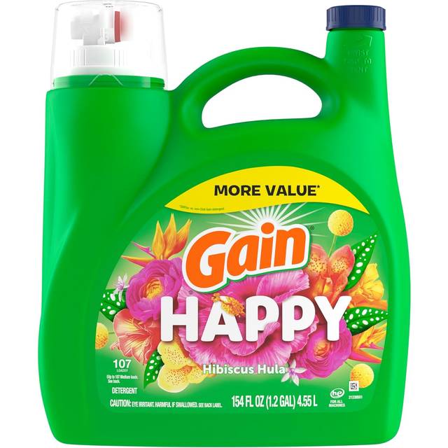 Gain Liquid Laundry Detergent  Happy  HE Compatible  154 fl oz  107 Loads
