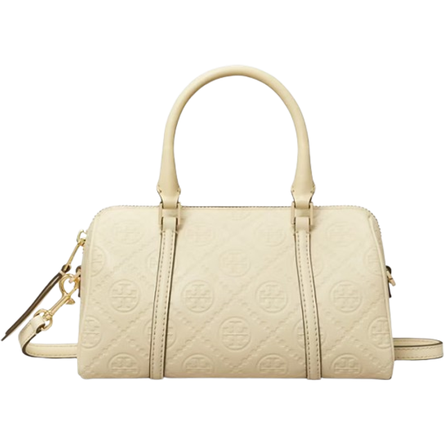 Tory Burch T Monogram Leather Petite Barrel Bag