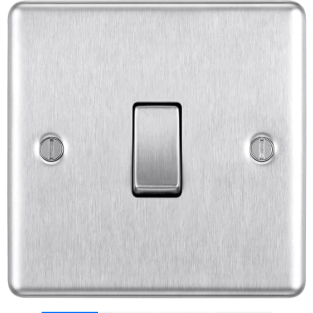 BG 10Ax 2 Way Screwed Raised Plate Single Switch - Brushed Steel