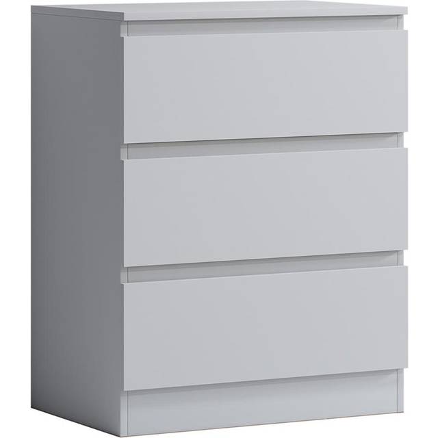 Carlton 3 Drawer Chest Of Drawers: 60cm Wide. Matt Finish. Scratch Resistant. Handleless Design. - Matte White (77cm H X 60cm W X 40cm D)
