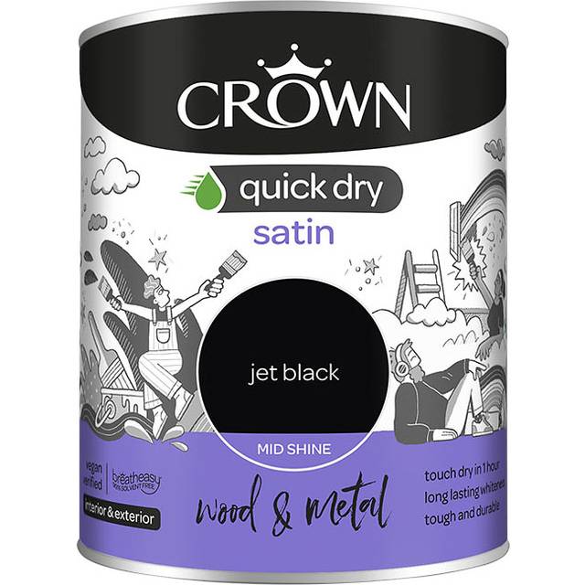 Crown - Wood & Metal Quick Dry Satin - 750ml Jet Black