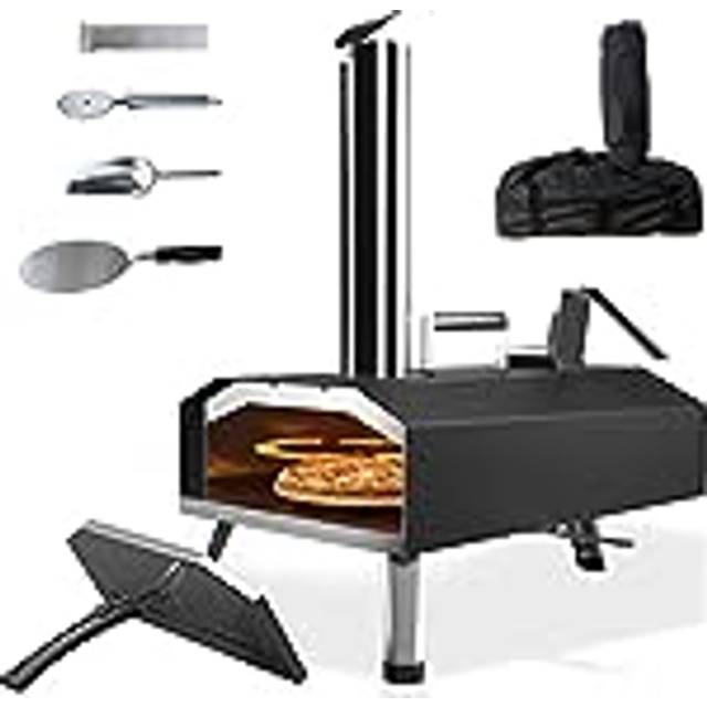12 tum pizzaugn: KitchenBoss utomhus vedeldad pizzaugn maximal temperatur 500 ℃ Pizza vedeldad ugn bärbar utomhus bränsle träkol för camping trädgård park
