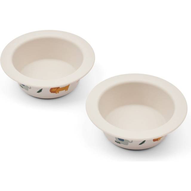 LIEWOOD - Peony Printed Suction Bowl 2-pack - Skål för barn - 1111 Safari Sandy Mix - D16 x H5.3 cm