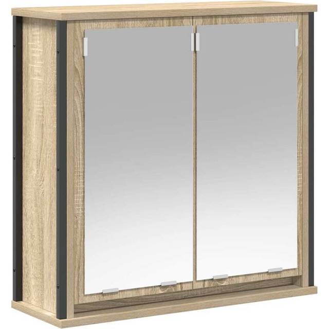 vidaXL Bathroom Wall Cabinet with Mirror Sonoma Oak 60x21x60 cm - Brown