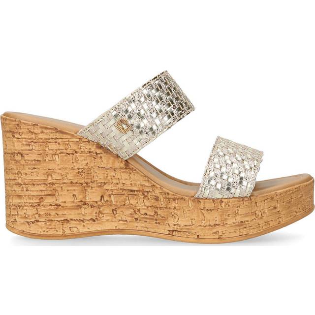 Carvela Comfort Womens Gold Ivy Metallic-strap Faux-leather Wedge Sandals Eur 38/5 Uk Women - GOLD
