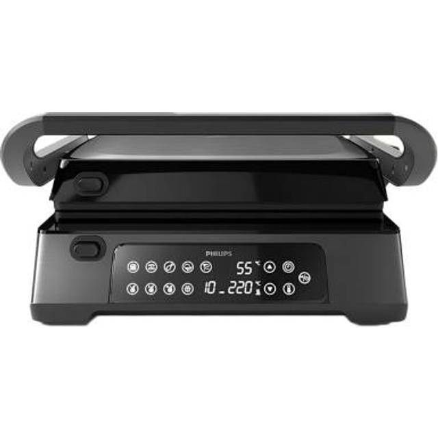 Philips kontaktgrill - Grill med stektermometer och 8 förinställda funktioner och stor grillyta. Digital temperaturkontroll. Lätt att Rengöra (HD6307/70)