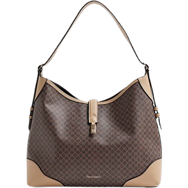 River Island Womens Brown Faux Leather Monogram Slouch Bag - One Size