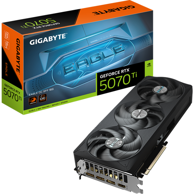 Gigabyte GeForce RTX 5070 Ti EAGLE OC SFF 16G grafikkort - 16GB GDDR7, 256bit, PCI-E 5.0, 2542 MHz kärnklocka, 3 x DP 2.1a, 1 x HDMI 2.1b, NVIDIA DLSS 4, GV-N507TEAGLE OC-16GD