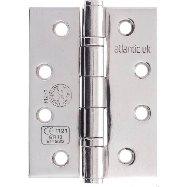 Atlantic UK 102mm (4&quot;) CE13 Fire Rated Ball Bearing Hinge Pair - Polished Stainless Steel (180941)