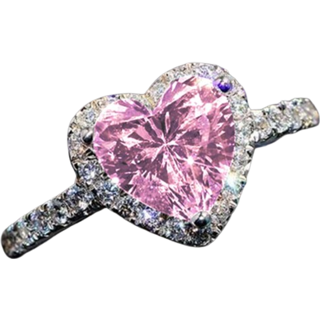 SHEIN 1 PC Romantic Pink Heart Cubic Zirconia Ring For Women For Valentine&#39;s Day Gift Wedding Engagement Anniversary Party Jewelry,Mom,Mother,Mother&#39;s Day,G