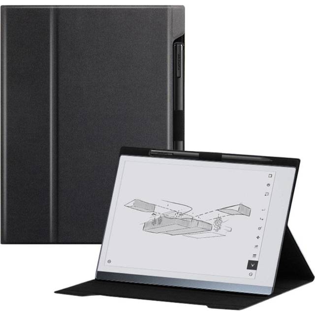 EIDERWOOD ReMarkable 2 Flip Cover i Konstläder med Stativfunktion & Pennhållare - Svart