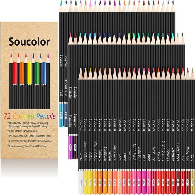 Soucolor 72-Color Colored Pencils for Adult Coloring Books  Back to School Supplies  Soft Core Artist Sketching Drawing Pencils Drawing Supplies  Art