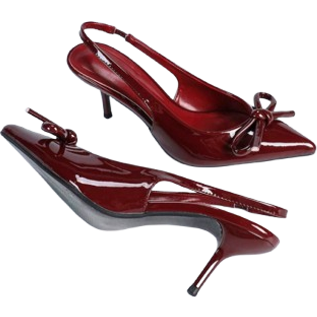 SHEIN Women&#39;s Party Heels, Bow Decor High Heels, Burgundy Elegant, Wine Glass Pointed Toe Pumps, High Stiletto Heels, Fashion Vintage Spring/Autumn Slip-On