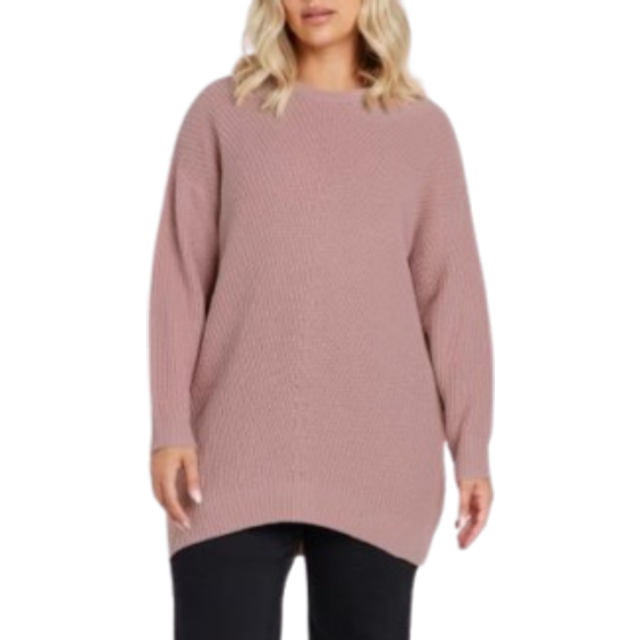 Yours Curve Essential Dusky Pink Knitted Jumper, Women's Curve & Plus Size, Yours - 14-16