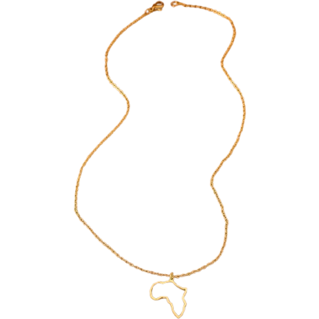 Rostfritt stål Halsband Ihåliga Afrika Karta Snygg Fosterlandskarta Choker Nyckelbenskedja Halsband För Kvinnor Smycken Flickor Presenter - Guld (En-Storlek)
