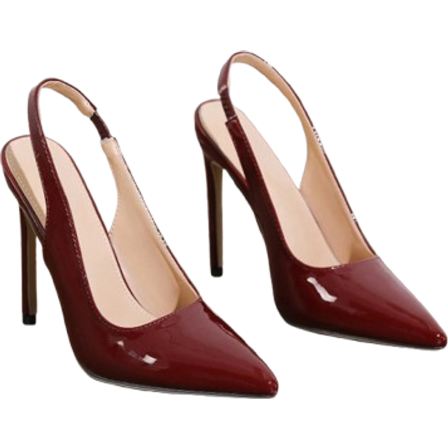 SHEIN Women&#39;s Shiny Patent Leather Stiletto High Heels, Black, 2025 New Arrival