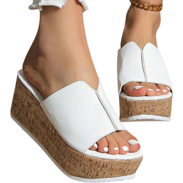 Kvinnors nya sommar Peep Toe platt plattform kilklack sandaler Tofflor - Vitt (CN36,CN37,CN38,CN39,CN40,CN41,CN42,CN43)