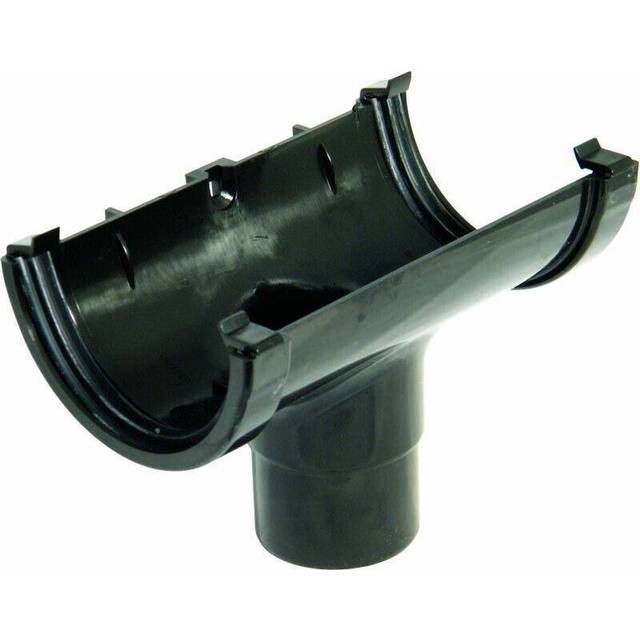 FloPlast Half Round Gutter Running Outlet - 112mm Black