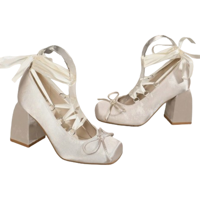 OMS Women&#39;s Fashion Stilettos High Heel Shoes, Square Toe Slip-On Pumps For Party/Wedding, Bow Decor, 2024 Collection Valentines