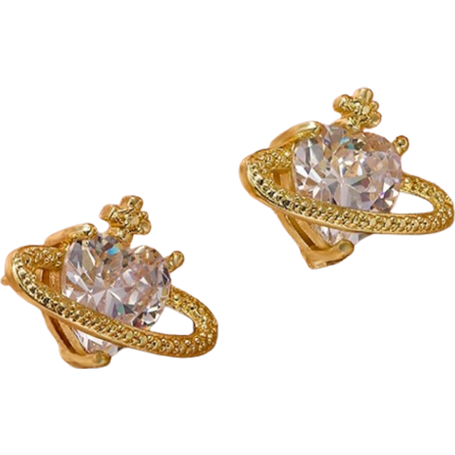 SHEIN 1pair Exquisite Cubic Zirconia Heart Decor Stud Earrings For Women For Daily Decoration Valentines,Mom,Mother,Mother&#39;s Day,Gift