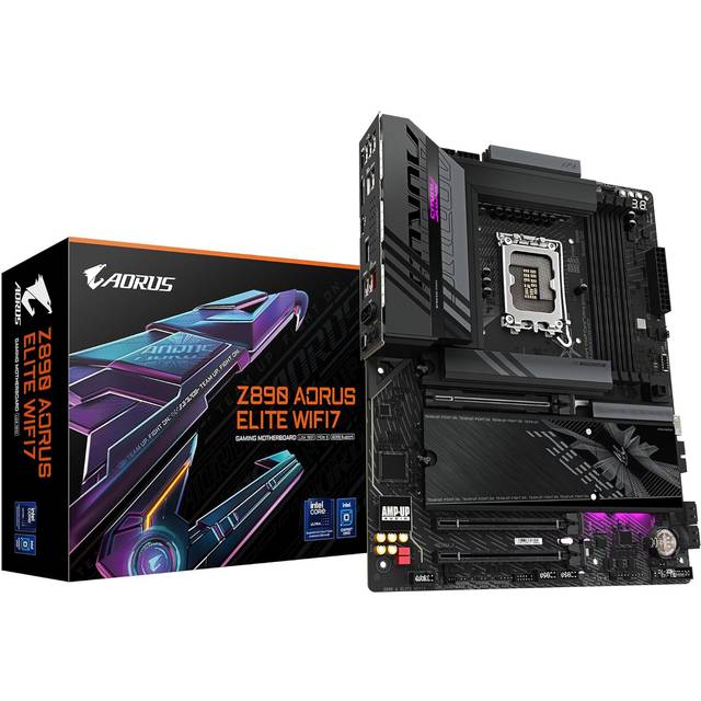 GIGABYTE Z890 AORUS ELITE WIFI7 moderkort – stöder Intel Core Ultra (Series 2) processorer, 16+1+2 faser VRM, upp till 8800MHz DDR5 (OC), 1xPCIe 5.0 + 3xPCIe 4.0, Wi-Fi 7, 2.5GbE LAN, Thunderbolt 4
