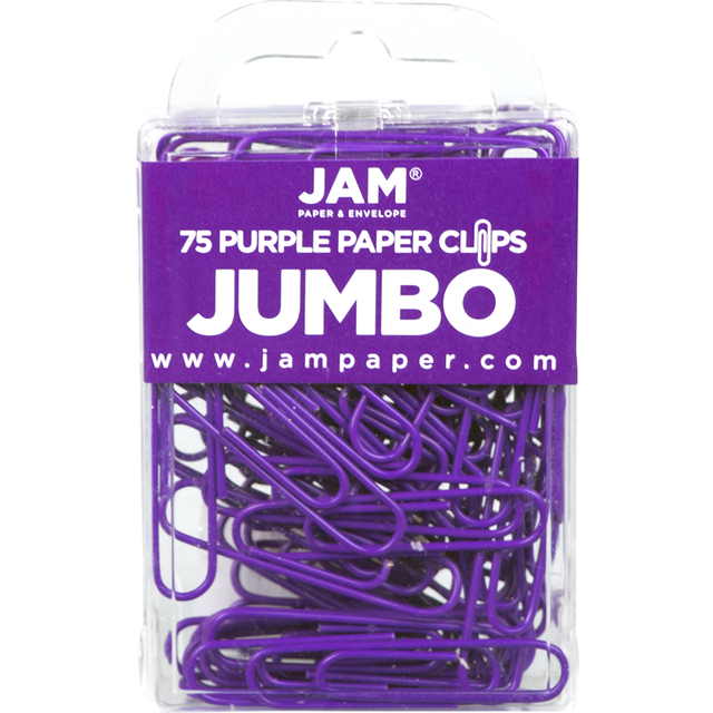 JAM Paper Colorful Jumbo Paper Clips - Large 2 Inch - Pink Paperclips - 75/Pack