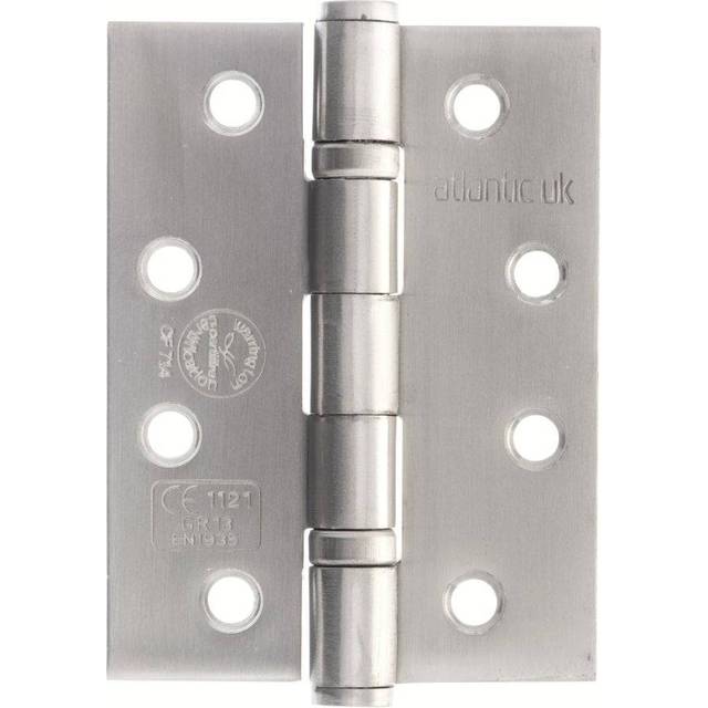 Atlantic UK 102mm (4&quot;) CE13 Fire Rated Ball Bearing Hinge Pair - Satin Stainless Steel (180942)