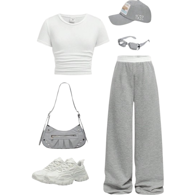 SHEIN Tween Girls&#39; Sports Net Yarn Solid Short Sleeve Top & Fleece Straight Leg Pants Set