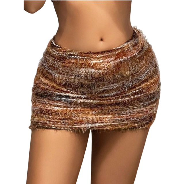 SHEIN Retro American Style Maillard Slim Fit Sexy Bodycon Mini Skirt