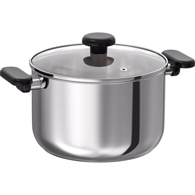 MIDDAGSMAT gryta med lock, klarglas/rostfritt stål, 5 l