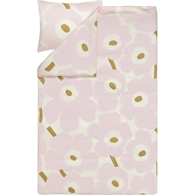 Marimekko Unikko bäddset 150x210 cm+50x60 cm White-light pink-beige - Vit