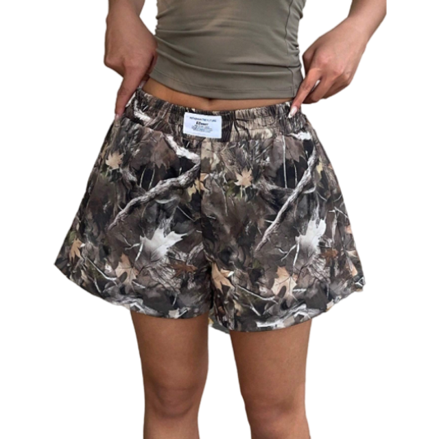 SHEIN Camo Print Elastic Waist Loose Casual Shorts