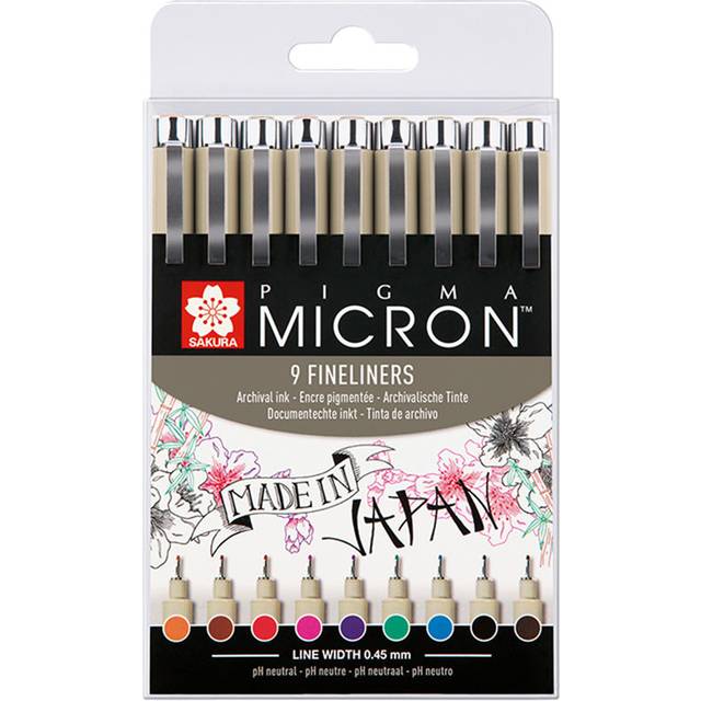 Sakura Pigma Micron Fineliners Wallet of 9 Colours