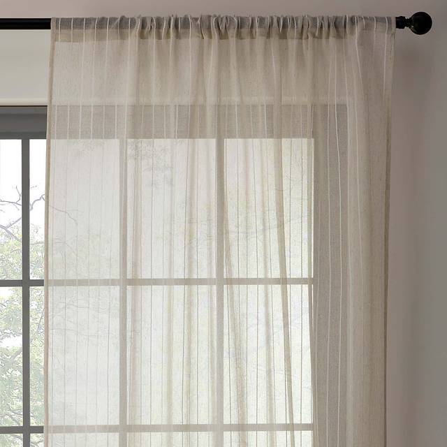Lucia Stripe Slot Top Voile Panel - Natural