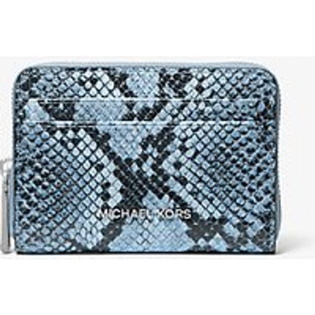 MK Jet Set Small Snake Embossed Leather Wallet - Blue - Michael Kors - ONE SIZE