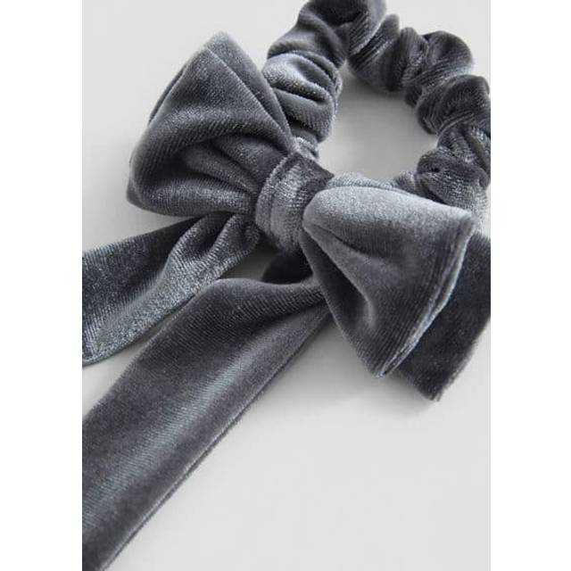 Velvet bow hair tie grey - Kids - One size - MANGO KIDS - Grey - U
