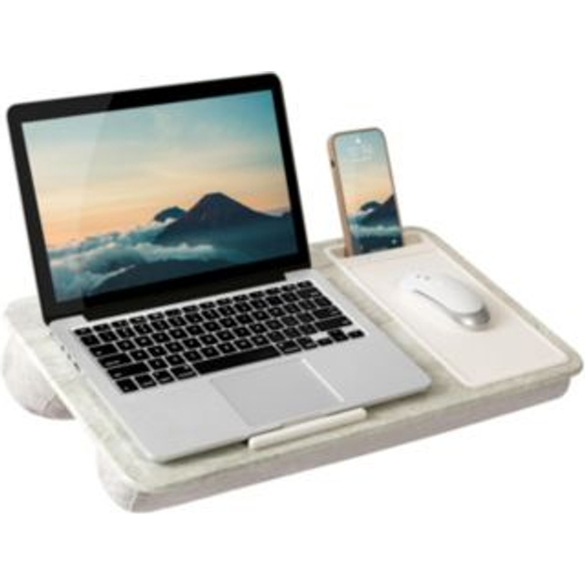 LAPGEAR Home Office Lap Desk with Device Ledge  Mouse Pad  and Phone Holder - Taj Mahal Marble - Fits up to 15.6 Inch Laptops - Style No. 91581