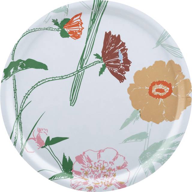 Marimekko Puutarhakutsut bricka Ø31 cm White-green-beige- light pink