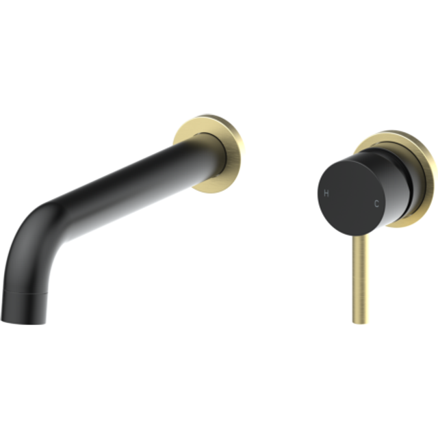 Black & Brass Wall Mounted Bath Mixer Tap - Arissa