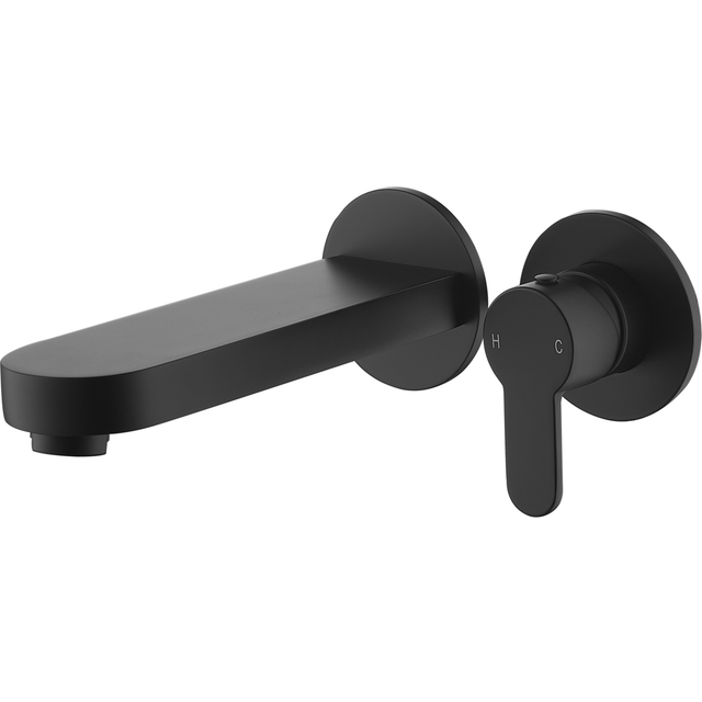 Matt Black Wall Mounted Bath Filler 2 Holes - Como