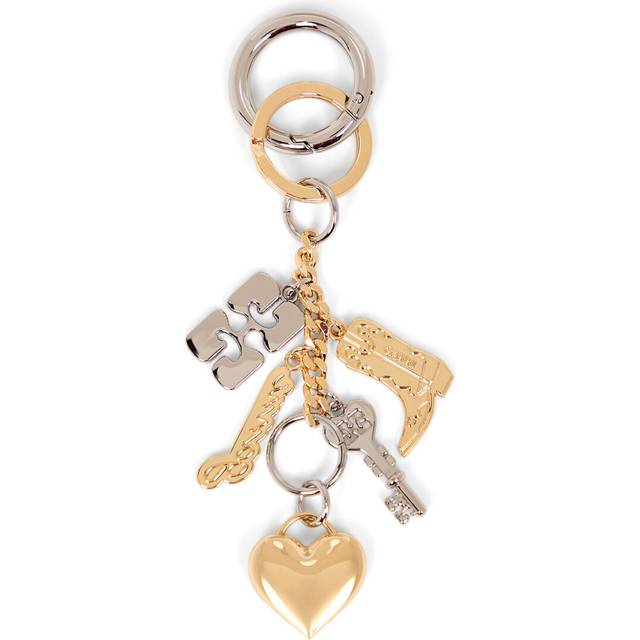Ganni Bou Charms Silver and Gold-Tone Keyring - Multi