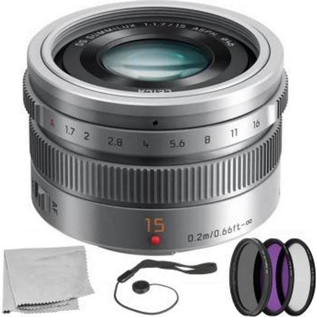 Panasonic LUMIX G Leica DG Summilux 15mm f/1.7 ASPH. Lens Silver with 5 Piece Essentials Accessory Bundle