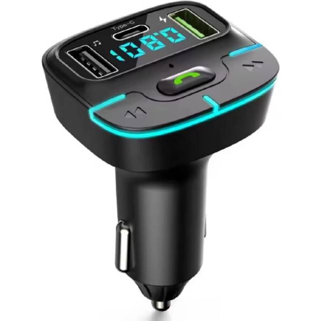 Chronus 20W Handsfree Bluetooth 5.4 FM Transmitter Car Charger with 2.4A Dual USB Type C Adapter, Wireless MP3 Player, Fast Charging, Hands-Free