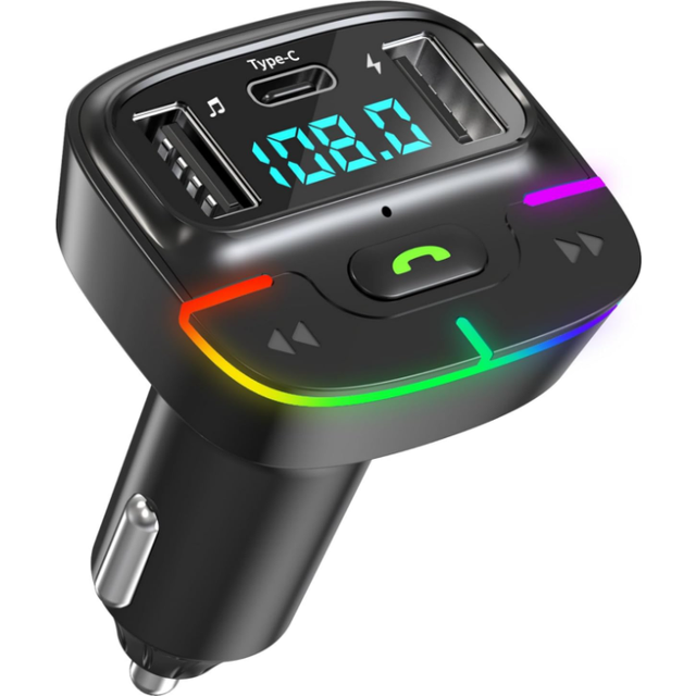 Chronus Bluetooth 5.3 FM Transmitter Car Adapter-Bluetooth fm Transmitter for carï¼Hands-Free Calling Radio Stereo Receiver(Black)