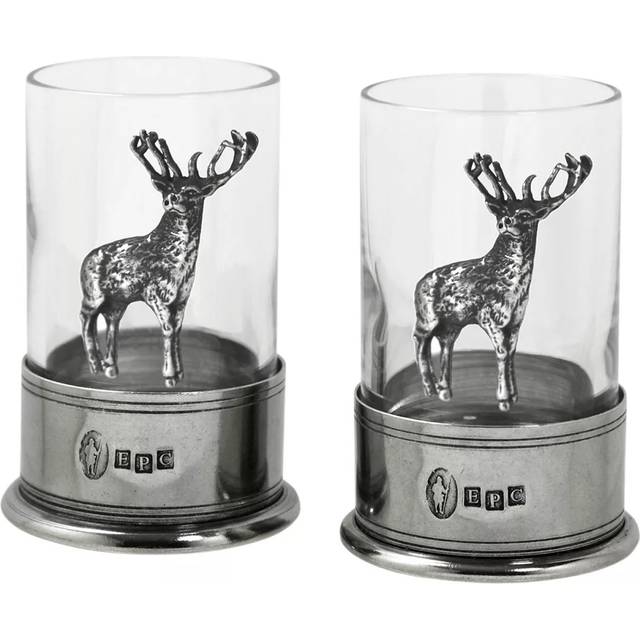 English Pewter Company Crystal Stag Shot Glasses, Set of 2
