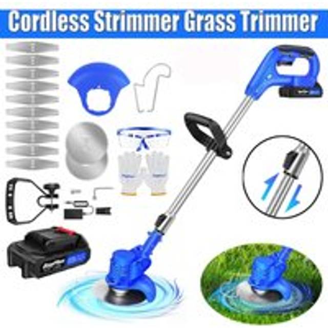 Cordless Grass Trimmer Garden Weed Strimmer Cutter Hi Power Rechargeable Battery