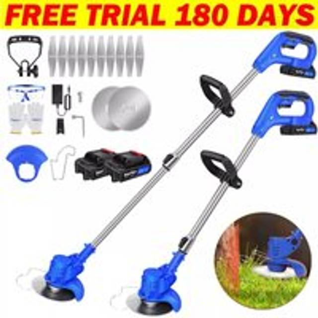 Briefness - 21V Electric Cordless Grass lawn Trimmer Strimmer Garden Edger Cutter 2PCS Batteries